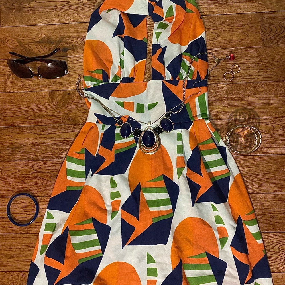 Vintage 70s long halter style dress